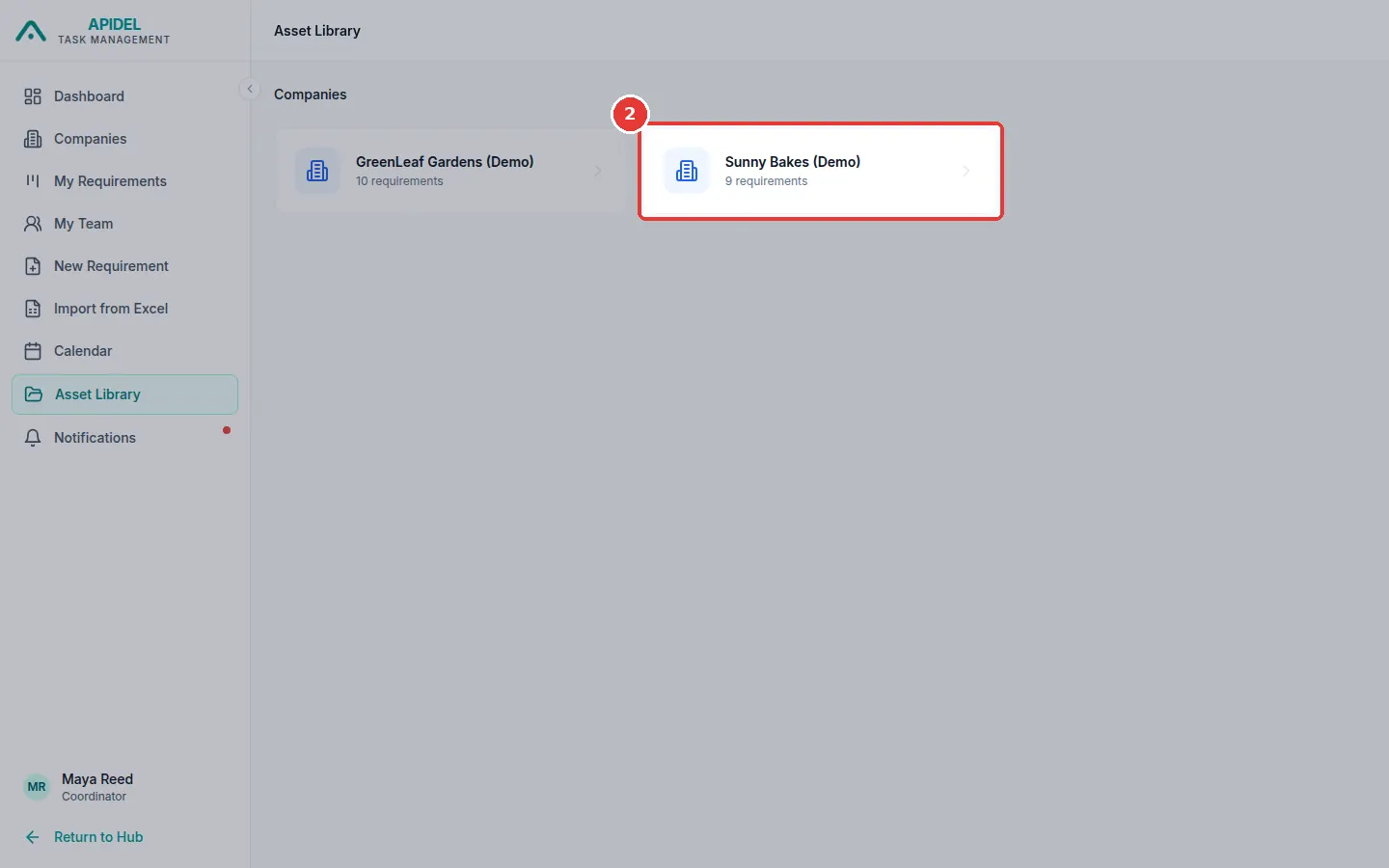 The full screen. The red box shows a company box.