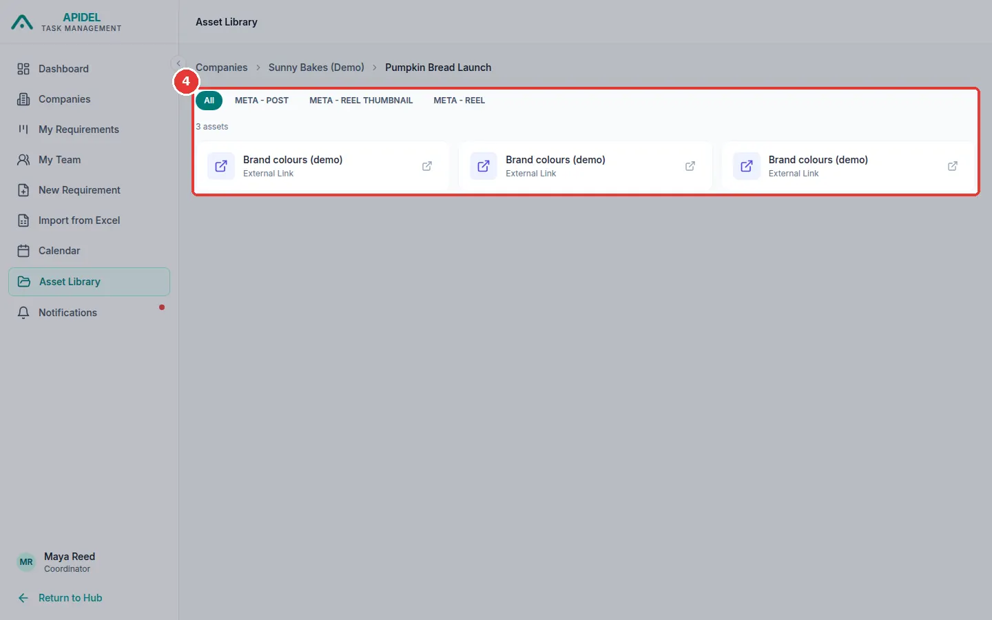 The full screen. The red box shows the files and links of the requirement.