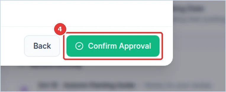 Close-up: the Confirm Approval button