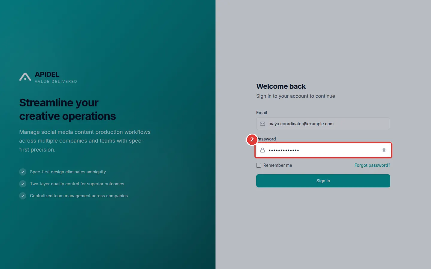 The full screen. The red box shows the Password box.