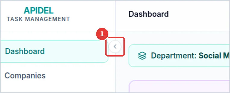 Close-up: the small round arrow on the edge of the menu