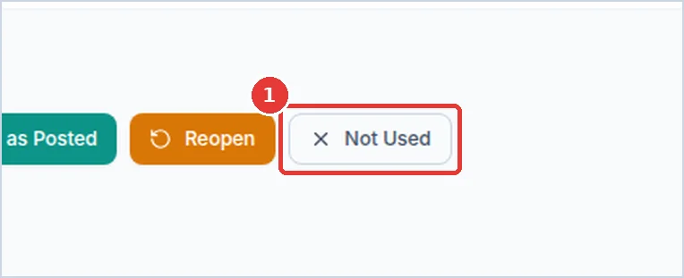 Close-up: the Not Used button