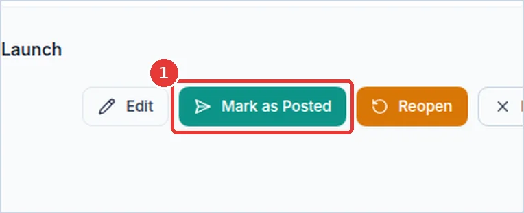 Close-up: the Mark as Posted button on a Done requirement