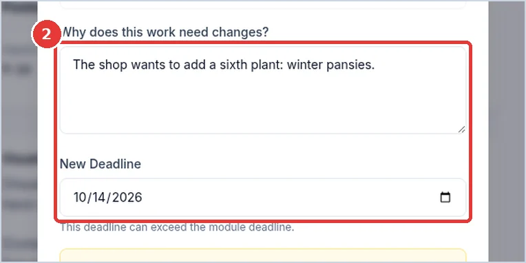 Close-up: the reason and New Deadline boxes