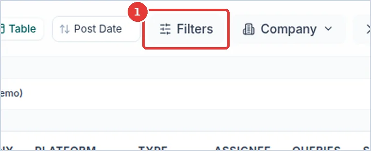 Close-up: the Filters button