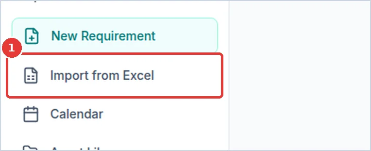 Close-up: the Import from Excel button