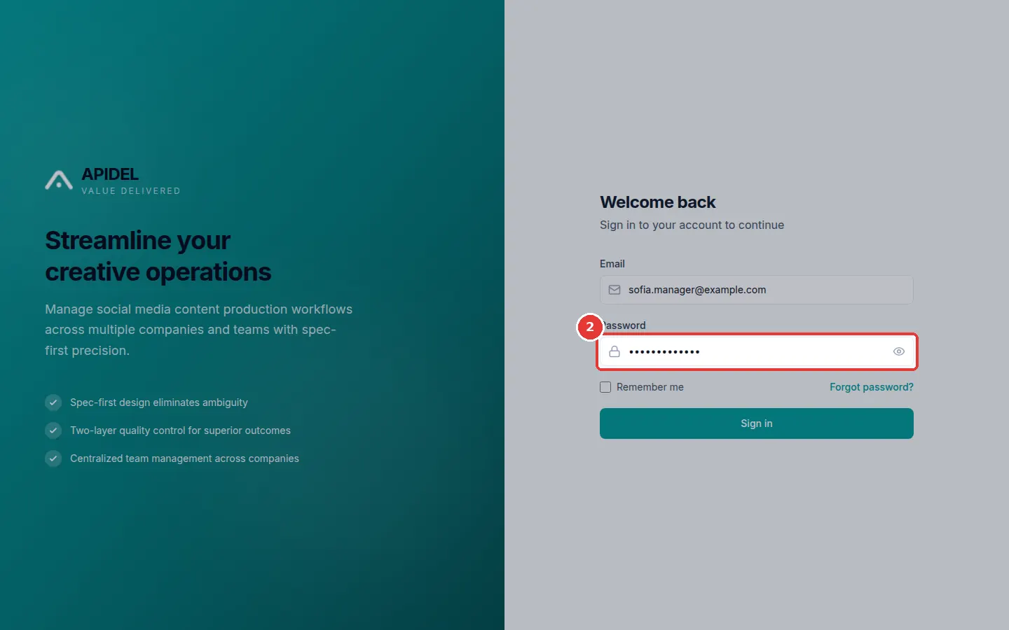 The full screen. The red box shows the Password box.