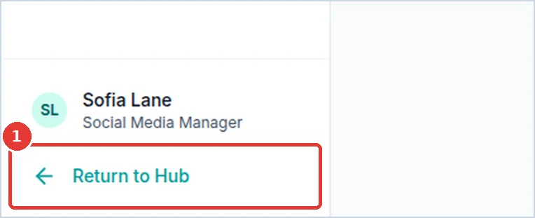 Close-up: the Return to Hub button