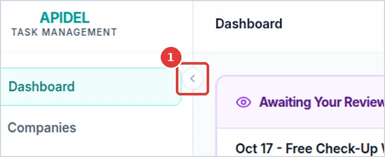 Close-up: the small round arrow on the edge of the menu