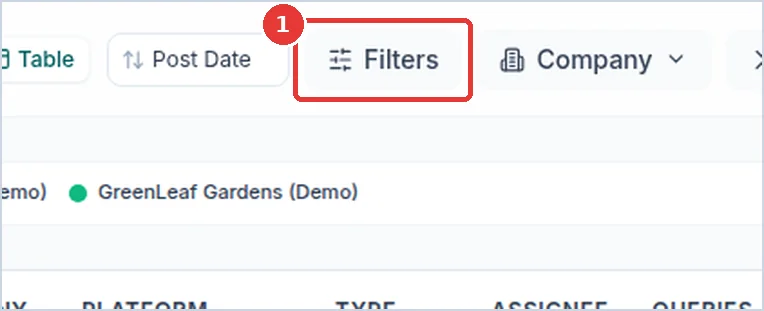 Close-up: the Filters button