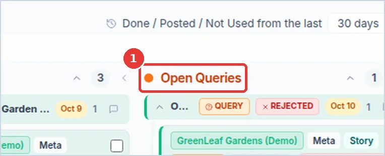 Close-up: the Open Queries column