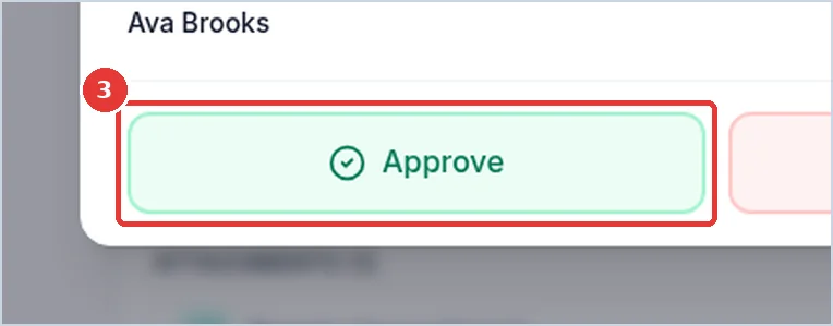 Close-up: the Approve button