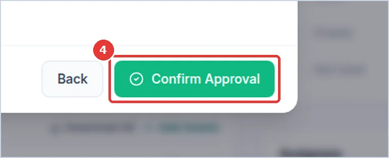 Close-up: the Confirm Approval button