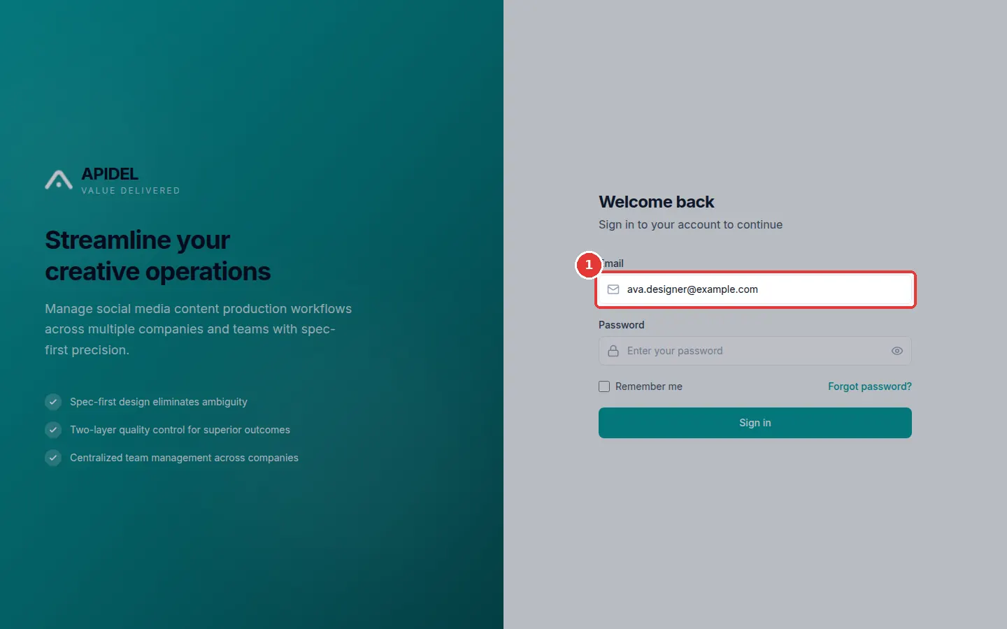 The full screen. The red box shows the Email box.