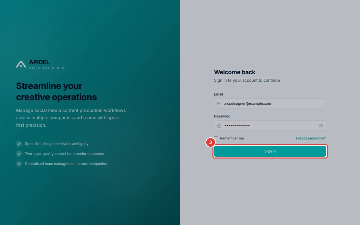 The full screen. The red box shows the Sign in button.