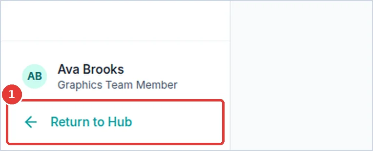 Close-up: the Return to Hub button