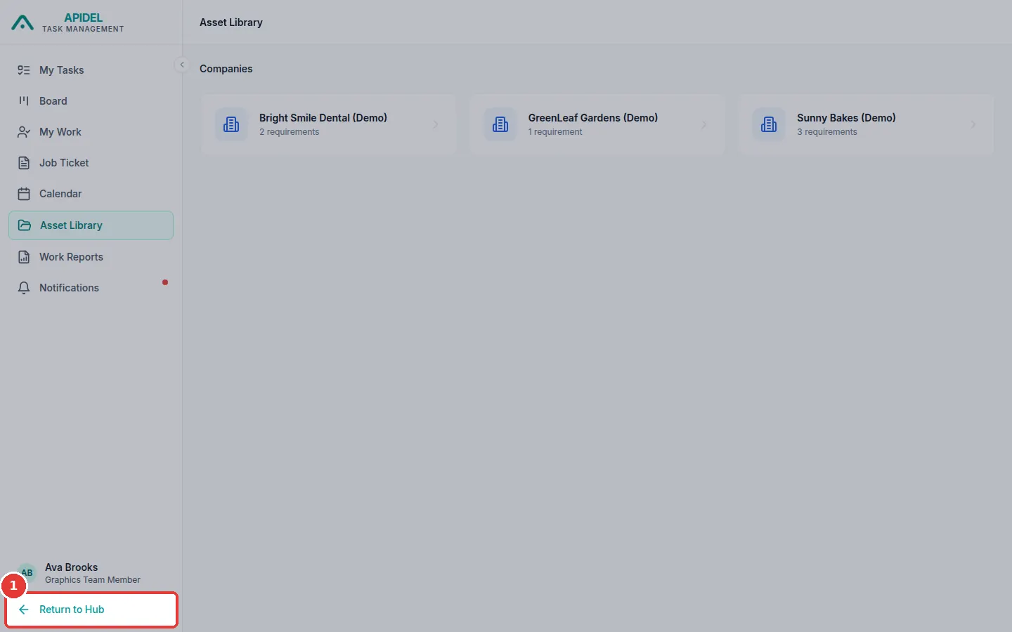 The full screen. The red box shows the Return to Hub button.