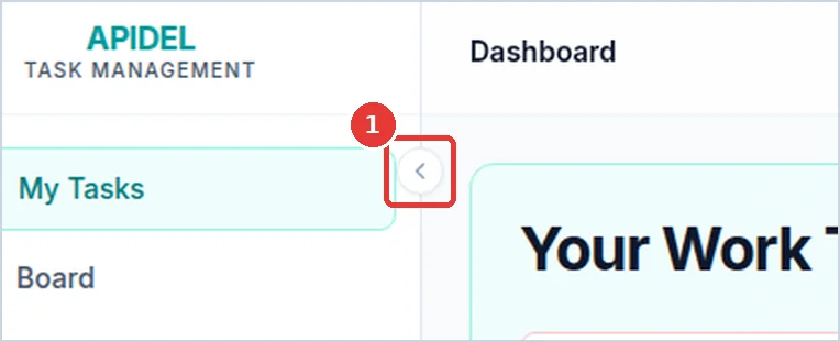 Close-up: the small round arrow on the edge of the menu