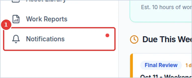 Close-up: the Notifications button