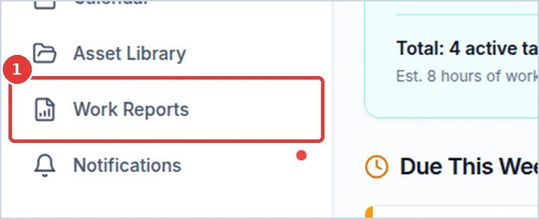 Close-up: the Work Reports button