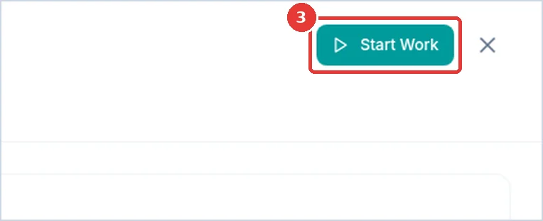 Close-up: the Start Work button