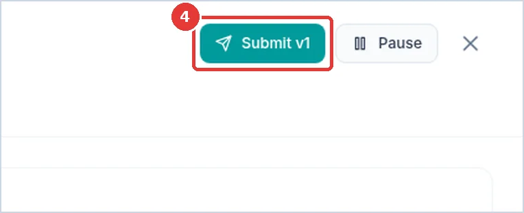 Close-up: the Submit v1 button