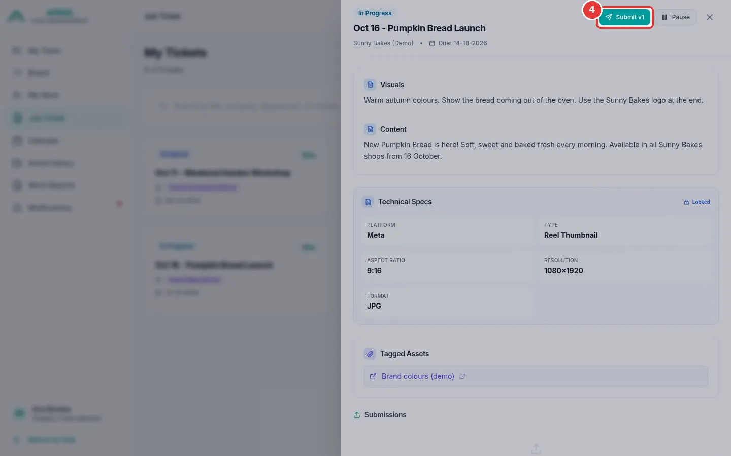 The full screen. The red box shows the Submit v1 button.