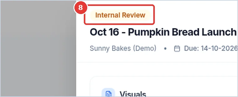 Close-up: the Internal Review label at the top of the panel